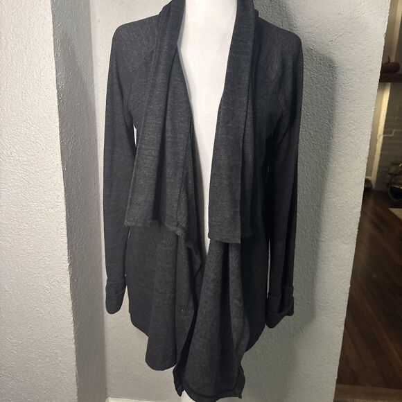 Splendid gray/blue open front draped knit cardigan sweater swing jacket S - Picture 3 of 9
